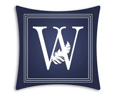 JOYPLUS Dekorativer Kissenbezug 45,7 x 45,7 cm (1 Pack) Familienname Buchstabe W quadratisch Dekoration Kissenbezug für Couch Sofa Bett Stuhl Auto Marineblau