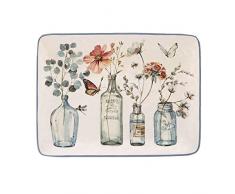 Zertifiziert International 23604 Country Weekend Rechteckige Servierplatte 40,6 x 30,5 cm Serviergeschirr aus Email, Keramik, multicolor