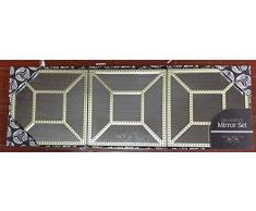 Azzure Home Wandspiegel, quadratisch, mit Nieten, goldfarben, 3 Stück