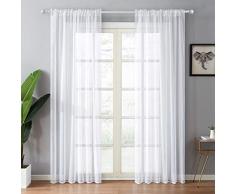 YOKISTG Vorhänge aus Leinen, durchsichtig, für Schlafzimmer, Wohnzimmer, 2 Paneele 54 x 108 weiß