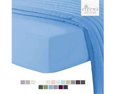 Pizuna Bettwäsche mit Fadenzahl 600, 100% langstapelbar, Baumwollsatin, mit stilvollem Saum, passend für bis zu 38 cm Tiefe Taschen Full 1pc Fitted Sheet Blaue Glocke