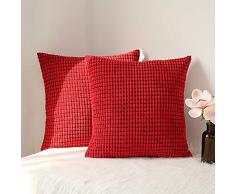 CHIVENIDO Überwurf-Kissenbezüge, dekorative Jacquard-Kordstoff, Kissenbezug, Heimdekoration, für Sofa, Couch Bett, Stuhl, 2 Stück 20 * 20 rot