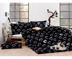 EnLora Home Bettwäsche-Set für Doppelbett, Schwarz, Weiß, 200 x 200 cm, 3 Stück