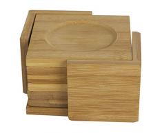 Home Basics TR47699 Set aus 6 natürlichen Bambus-Halterungen, quadratisch, perfekter Untersetzer für heiße und kalte Getränke, Schutz für Küche, Büro, Schreibtisch, Holz