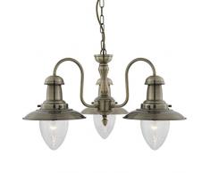 Searchlight Deckenleuchte, Glas, Messing beschichtet, Größe M