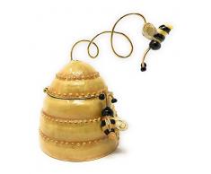 emailierten Bienen auf Beehive Schmuckkästchen von Kubla Craft, mit österreichischen Kristallen, 3.75T