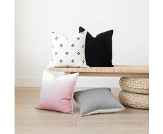 Gewebte Nook Dekorative Überwurf-Kissenbezüge, nur für Couch, Sofa oder Bett, 4 Stück, 45,7 x 45,7 cm, modernes Design, 100% Baumwolle, Rosa/Ombre, schwarzer Samt, Zara