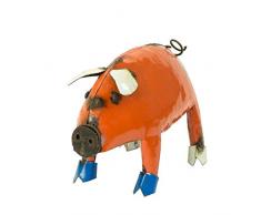 Gartenstatue, rustikaler Pfeil, Schwein, klein, Mehrfarbig