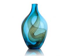 Unbekannt Ballerina Hand Blown Flower Vasen Blau und Schwarz Band Art Glas Vasen für Haushalte Dekoration 23 cm Hoch