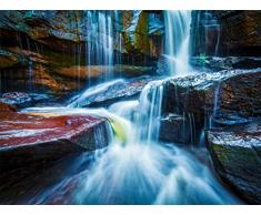 AG Design FTXXL 1466 Wasserfall, Papier Fototapete - 360x255 cm - 4 teile, Papier, multicolor, 0,1 x 360 x 255 cm
