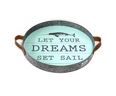 DesMa Group, LLC Let Your Dreams Set Segel Metall/MDF Tablett, 5,1 x 39,9 x 39,9 cm, Grau