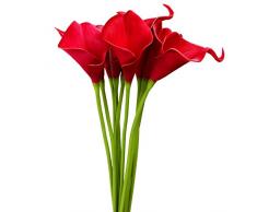 Floral Kingdom Künstliche Calla-Lilie, aus PU-Latex, handgefertigt, 63,5 cm, für Blumengestecke, Blumensträuße, Heim-/Bürodekoration, 6 Stück rot
