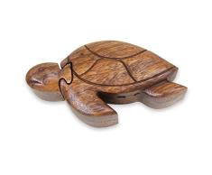 NOVICA Schildkröte Wisdom handgeschnitzt Holz Puzzle Box
