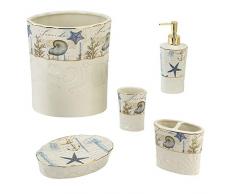 Avanti Linens Antigua 5 Piece Bath Accessory Set - Multicolor Tumbler, Toothbrush Holder, Soap Dish, Loption Pump, Wastebasket,