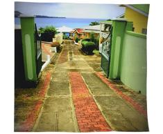 Windowpix 30,5 x 30,5 cm Dekorative statische Fensterfolie Cozumel Beach Road Bedruckt auf transparent für Fenster Glasscheiben UV-Schutz, energiesparend