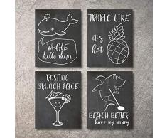 Stranddekor für Küsten, Hausdekorationen, Wandbilder, Strandhaus-Dekoration, Kunst-Accessoires, Bilder für Küche, Gäste-Schlafzimmer, Wohnzimmer, rustikal, nautisch, Strand, Bauernhaus, Landhaus-Wanddekoration 11x14 schwarz