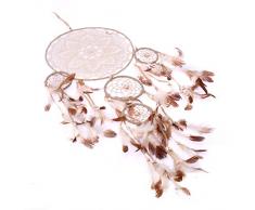 ARHSSZY Handmade Blau Weiß Federn Bead Dream Catcher Wind Chimes Hängende Dekoration Home Raum Auto Anhänger Maskottchen Ornament Craft Geschenk Lace