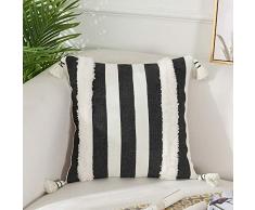 Tiffasea Schwarz und Weiß Überwurfkissen, dekorative Kissenbezüge, weiche getuftete Kissenhülle für Bett Couch Sofa Schlafzimmer Wohnzimmer Weihnachten Boho Modern Bauernhaus Kissenbezug 20 x 20 inch schwarze streifen