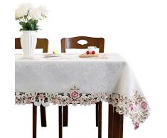 Blumen bestickt Floral creme Tischdecken, Pink flower embroidered, Rectangular 59 x 86