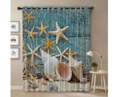 T&H Home Verdunkelungsvorhang für Schlafzimmer - Fenster Behandlung Vorhänge Vorhänge Modern Art Design für Wohnzimmer - Hibiskus Hamabo Tropische Pflanzen Blätter Blumen Muster 52 W By 72 L Starfish Beach1thh3382