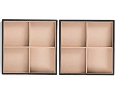 Glenor Co Schmuck-Organizer-Tablett – 2 stapelbare Ablagen – 8 große quadratische Fächer für Schublade oder Kommode – Schwarz