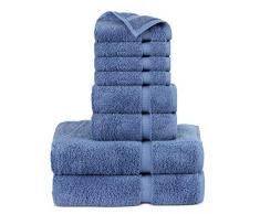 Indulge Handtuch-Set aus türkischem Leinen, Dobby Bordüre Traditionell Wedgewood