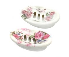 Latom Seifenschale Halter Doppelschichtige Seifenschale Seifenspender Seifenspender Seifenablage für Dusche Bad Küche Küche Theke Stop Mushy Seife weiß/blau