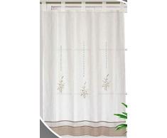 ForenTex X-1046 Küchenvorhang, Bestickt, Blumenmuster, für Fenster, Polyester, Weiß X-150220 cm