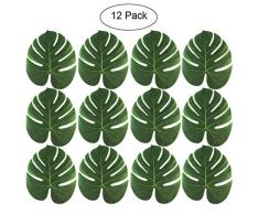 smallucky 12 Stück künstliche Tropische Palmenblätter Kunstpflanzen Blätter 13,8 x 11,4 cm Hochzeit Hawaii Luau Party Dekorationen