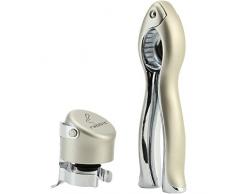 The Rabbit Company KCW6167N Rabbit Samt-Champagner-Geschenkset mit Flaschenöffner und Weinverschluss, metall, champagnerfarben