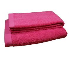 Pit-roig Calada Handtuch-Set, Baumwolle, Fuchsia, Waschbecken, Dusche, 2 Stück