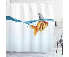 Sea Tier Decor Vorhang für die Dusche durch ambesonne, Tiger Shark auf der Unterseite des Wasser Gefahr Icon Wild Life Backen Symbol Bild, Stoff Badezimmer Decor Set mit Haken, türkis, Textil, Mehrfarbig 2, 69W x 84L