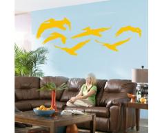 INDIGOS 4052166088695 Wandtattoo w481 Vögel Wandaufkleber 120 x 44 cm, gold