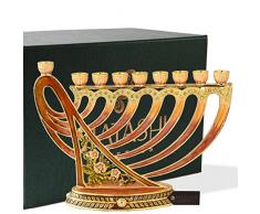 Matashi MTMNR3267 Menora Kerzenleuchter, handbemalt, Emaille mit tiefen Erdfarben und modernem Design