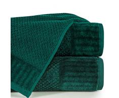 Eurofirany Handtuch Baumwolle Weich Schlicht Frottee Bordüre Set 3-er Pack Oeko-Tex, Dunkelgrün, 70X140 cm