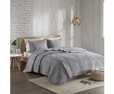 Intelligentes Design Caden Geometrisch - 3-teilig Teenager Mädchen Jungen 100% Baumwolle Bett Steppdecke Casual Full/Queen grau