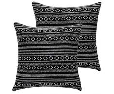 MKLFBT Dekorativer Überwurf Kissenbezug Bohemian Retro Streifen Kissenbezug 45,7 x 45,7 cm Kissenbezug passend für Café Couch Wohnzimmer Sofa Bett Zimmer Haus und Garten 2 pieces, 18x18 Colorful D+d Two Piece
