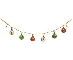 Hannas Handiworks Weihnachtsgirlande mit verwitterten Glocken, 150 cm, Rot/Grün