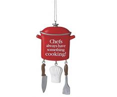 Midwest-CBK Chef Rot Kochtopf und Baker Grün Mixer Weihnachten Holiday Ornaments Set of 2