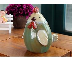 urtoys 1 Stück 15 x 10 x 12 cm Keramik Huhn Coin Bank Währung sparen Sie Geld Topf Spardose Niedliche Tiere, kreative Spardose Weihnachten Kinder Geschenk Home Innendekoration Ornament Keramik Figuren Dekoration grün