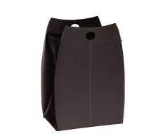 PAUL: Wäschekorb Design aus regeneriertes Leder, farbe Dunkelbraun, mit abnehmbaren Baumwoll Leinwand Hergestellt in Italy by Limac Design