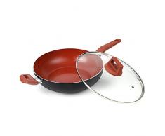 Michelangello VC36 Wok mit Antihaftbeschichtung, Induktionsdeckel, 30,5 cm, Rot