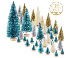 Mewtogo Mini-Sisalbäume, Miniatur-Weihnachtsbäume zum Basteln, Flaschenbürste, Bäume, Kiefernbäume für Weihnachtsdorf, künstliche Schnee, Frostbäume, als Weihnachtsdekoration, Party-Dekoration, Zubehör