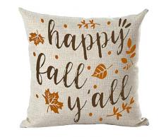 ramirar handbemalte Aquarellfarben Braun Ahornblätter Retro Word Art Happy Fall Yall Herbst Dekorativer Überwurf Kissenbezug Kissen Home Wohnzimmer Bett Sofa Auto Baumwolle Leinen quadratisch 45,7 x 45,7 cm
