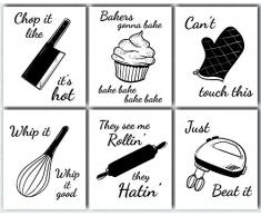 L & O Goods Lustige Küchen-Wandkunst, Bauernhof, rustikal oder modern, Dekoration für Zuhause und Küche, Dekorationsset, Kunstwerke für Esszimmer und Küche, 6 Poster, 8 x 10 cm