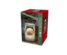 Konstsmide, 1890-100, LED Echtwachskerze Schneemann mit Zug, weiß, mit 5h Timer, weiße Diode, batteriebetrieben, Innen