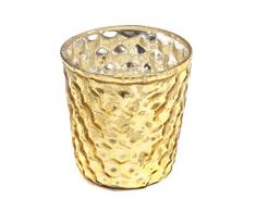 Insideretail Mercury Teelichthalter aus Glas, Blase-mit Distressed Yellow Folie, 7cm, 3-er Set, 7 x 5 x 7 cm, 3-Einheiten