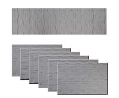 BeChen Tischsets, waschbar, leicht zu reinigen, gewebtes Vinyl, Tischsets für Esstisch, 4 Stück, Orange 6pcs Placemsts+1 Table Runner A-Light Grey