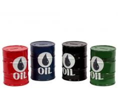 Benzara bru-559644 Nicht zutreffend Creative Keramik Öl, Barrel Geld Bank Set von Vier