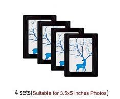 sooard Magnetischer Fotorahmen, 4 Sets Magnetrahmen, für 8,9 x 12,7 cm Fotos für Kühlschrank und Glastür, Schwarz glänzend